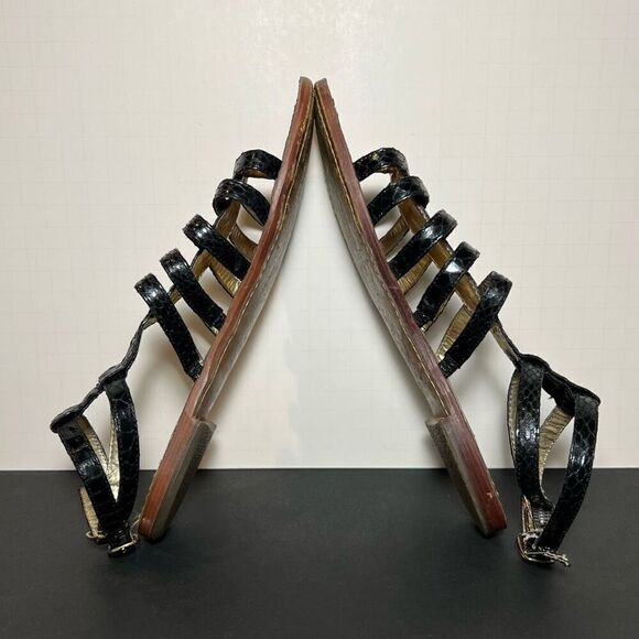 Womens SAM EDELMAN Gilda Black Snakeprint Gladiator Sandals / Size 6.5 Medium - Picture 6 of 8